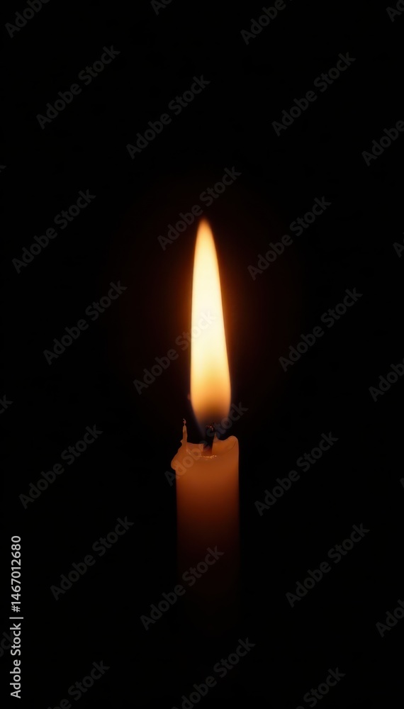 A single flickering candle flame against a stark black backdrop , simple, object, visual A single flickering candle flame against a stark black backdrop , simple, object, visual