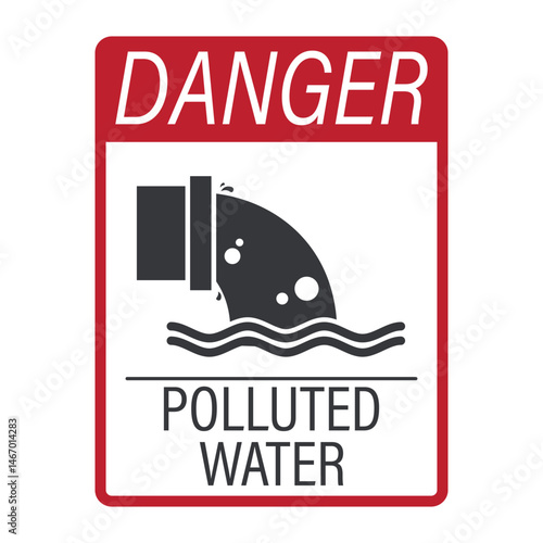 Isolated pictogram icon depicting water pollution from industrial waste discharged through drainage, symbolizing environmental contamination and ecological harm