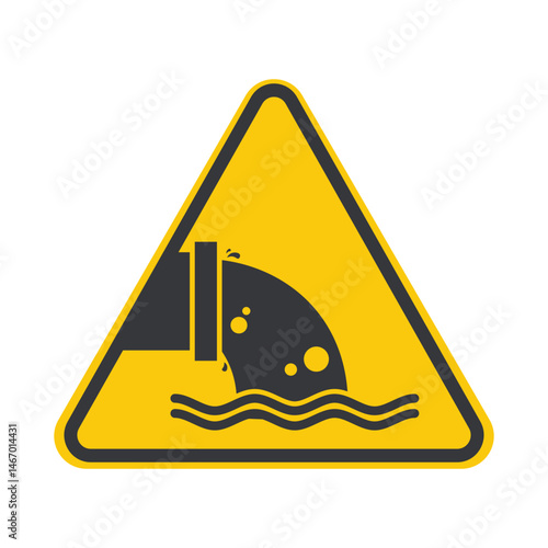 Isolated pictogram icon depicting water pollution from industrial waste discharged through drainage, symbolizing environmental contamination and ecological harm
