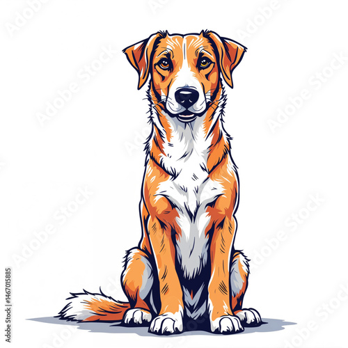 Foxhound dog vector cartoon illustration white background