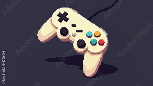 Obraz na płótnie A pixel-art inspired 3D game controller icon with retro colors, slight tilt for dynamic perspective, nostalgic vibe . w salonie