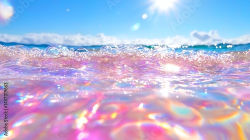 Wallpaper Mural Ocean Wave with Shimmering Light and Blue Sky View Torontodigital.ca