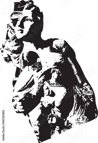 A silhouetted boxer intensely focuses during a boxing match.