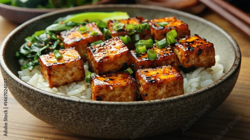Tofu cubes with rice and vegetables Tofu cubes with rice and vegetables