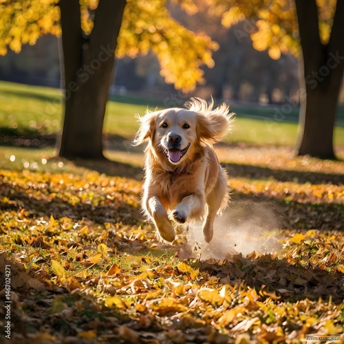 golden retriever running in the park