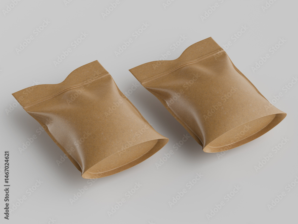 Two kraft paper packages isolated on a white background suitable for product display and advertising campaigns featuring a simple clean design Two kraft paper packages isolated on a white background suitable for product display and advertising campaigns featuring a simple clean design