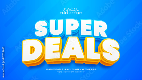 Editable super sale 3d text effect, cartoon text style effect