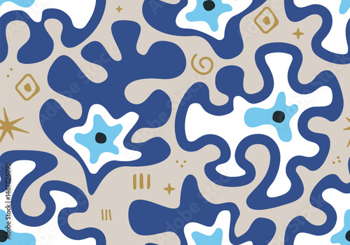 Seamless pattern with Turkish evil eye bead. Good luck. Turkish tile. Oriental ottoman design vector background. Perfect for wallpapers, pattern fills, web page backgrounds, surface textures, textile