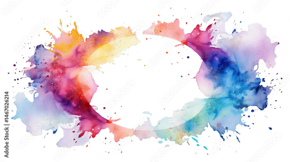 Obraz premium Oval frame made of watercolor red splashes, isolated on transparent background