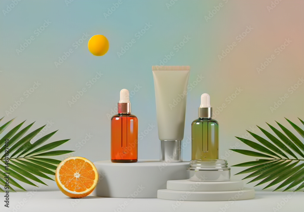 Cosmetic Product with Orange and Leaf Cosmetic Product with Orange and Leaf