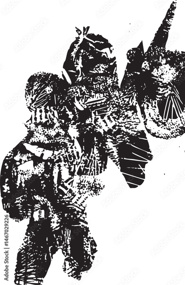 Fototapeta premium A solitary figure stands amidst a complex array of gears and mechanisms.