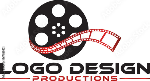 cinema logo vector, roll film vector on white background