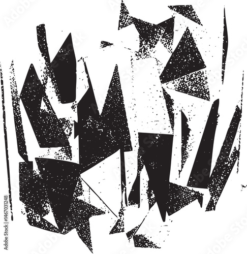 Abstract geometric shapes overlap and interact on a white background.