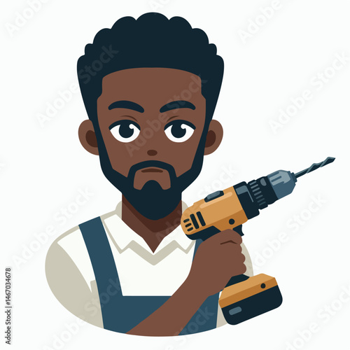 illustration of worker with drill