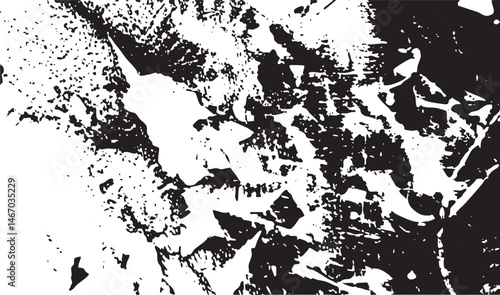 A textured fragmented portrait of a human face emerges from chaotic black and white strokes.