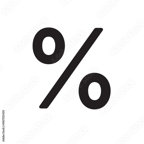Percentage Symbol Silhouette, Smooth Finance and Discount Icon Vector
