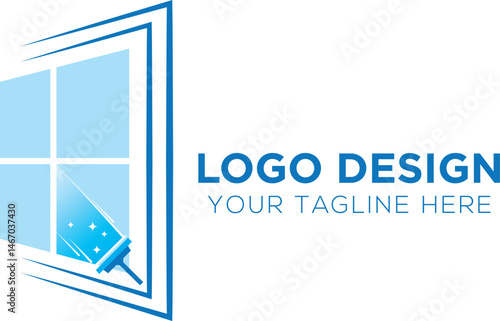 The Window Cleaning Logo Design. Window Ready Guy