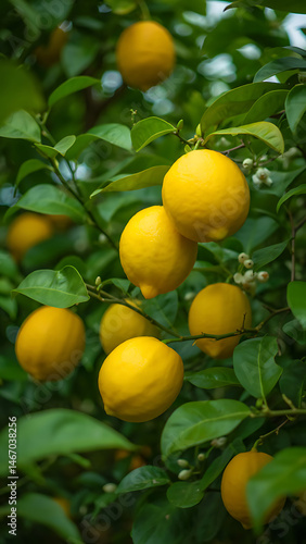 Wallpaper Mural Bright Citrus Bounty: Vibrant Lemons Hanging on a Lush Lemon Tree Torontodigital.ca