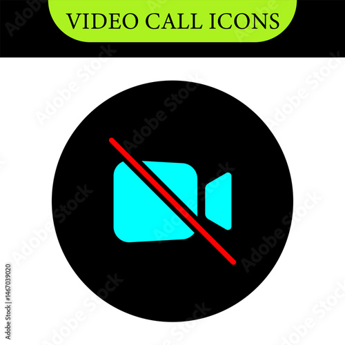 Set of Video call icon. Video conference. Video call chat screen vector buttons template for on-line video chat app, internet talk. User interface symbols for web conference or business webinar