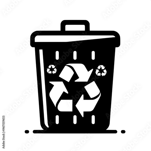 Black and White SVG of Recycle Bin with Arrows