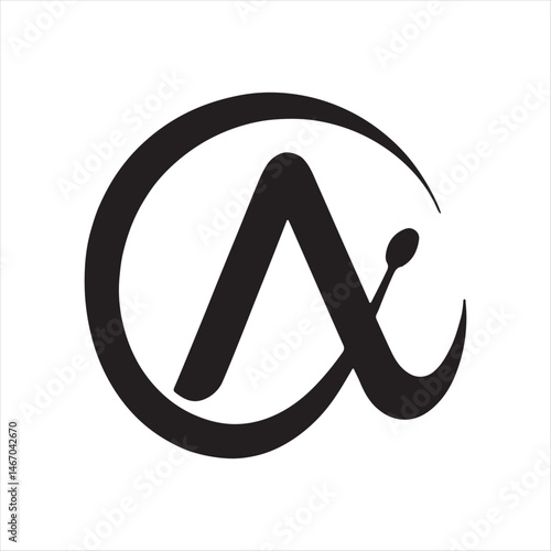 Abstract Black Circular Logo Design with Creative Letterform and Modern Aesthetic for Branding