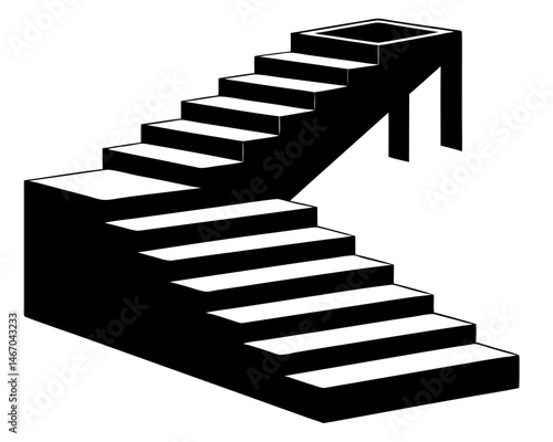 Monochrome Surreal Stairs Silhouette Vector