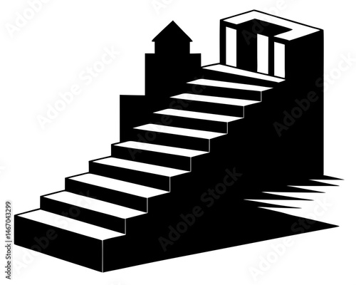 Wallpaper Mural Monochrome Surreal Stairs Silhouette Vector Torontodigital.ca