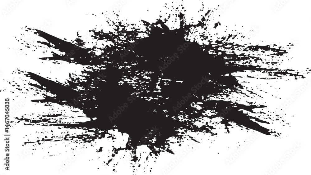 Obraz premium A dark ink splatter spreads across a white background.