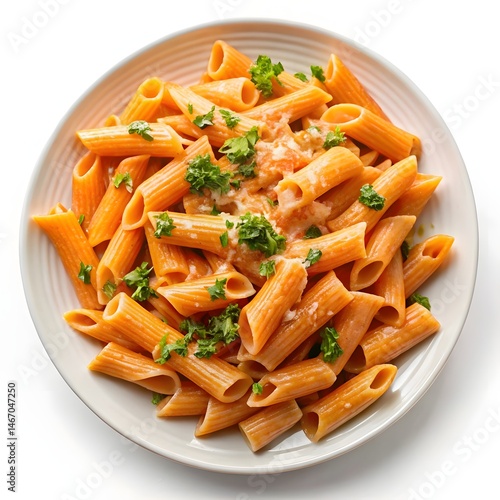 Penne alla Vodka pasta on white plate