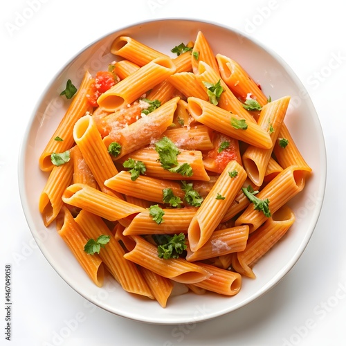 Penne alla Vodka pasta on white plate