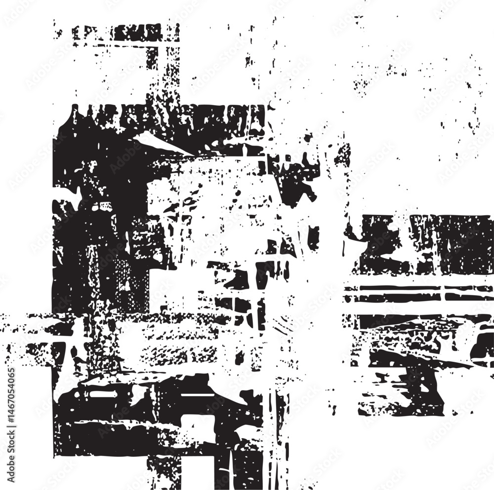 Obraz premium Abstract black and white geometric shapes overlap on a textured background.