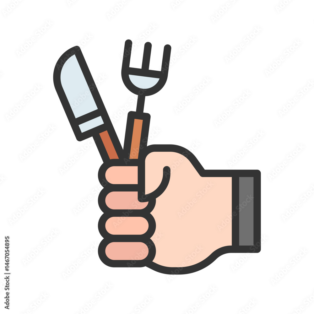 Fototapeta premium Holding Fork and Knife icon vector image. Suitable for mobile apps, web apps and print media.