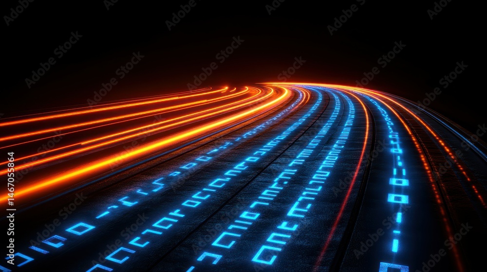 Fototapeta premium Dynamic data streams curving through space
