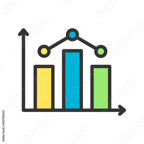 Line Chart Statistics icon vector image. Suitable for mobile apps, web apps and print media.