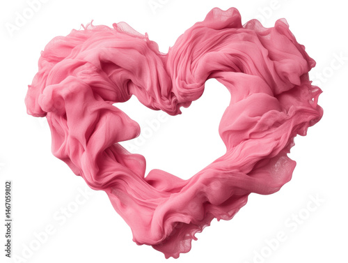 Creative heart shape made from soft pink fabric for decoration, cut out