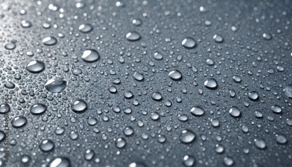 Macro Photography of Water Droplets on a Smooth Surface Macro Photography of Water Droplets on a Smooth Surface