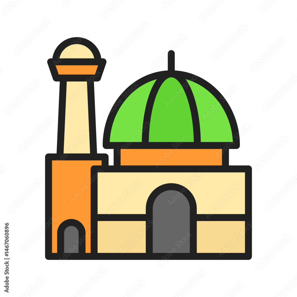 Prophet's Mosque icon vector image. Suitable for mobile apps, web apps and print media. Prophet's Mosque icon vector image. Suitable for mobile apps, web apps and print media.