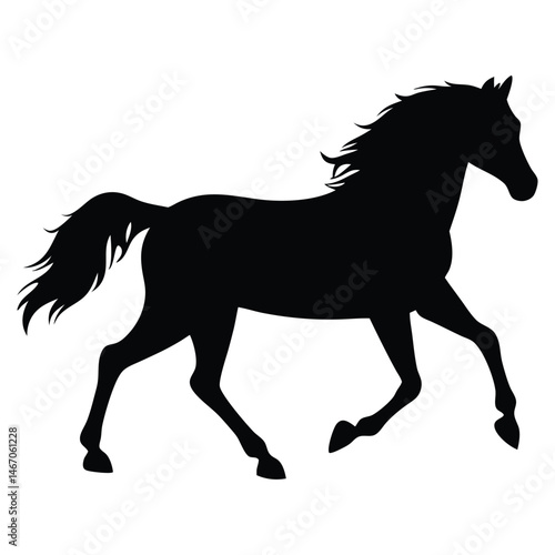 Majestic Running Horse Silhouette Elegant Black Stallion Graphic Design Element
