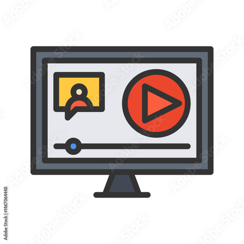 Video Lecture icon vector image. Suitable for mobile apps, web apps and print media.