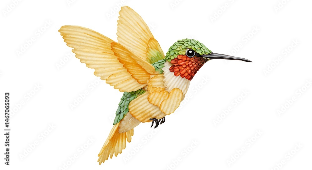Obraz premium Hummingbird bird art illustration design nature wildlife animal flying wings beak colorful creative chip art on transparent background