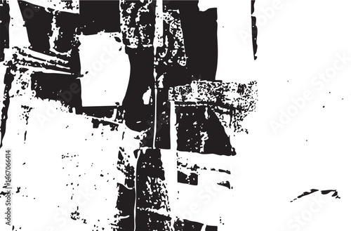Abstract black and white of fragmented geometric shapes.