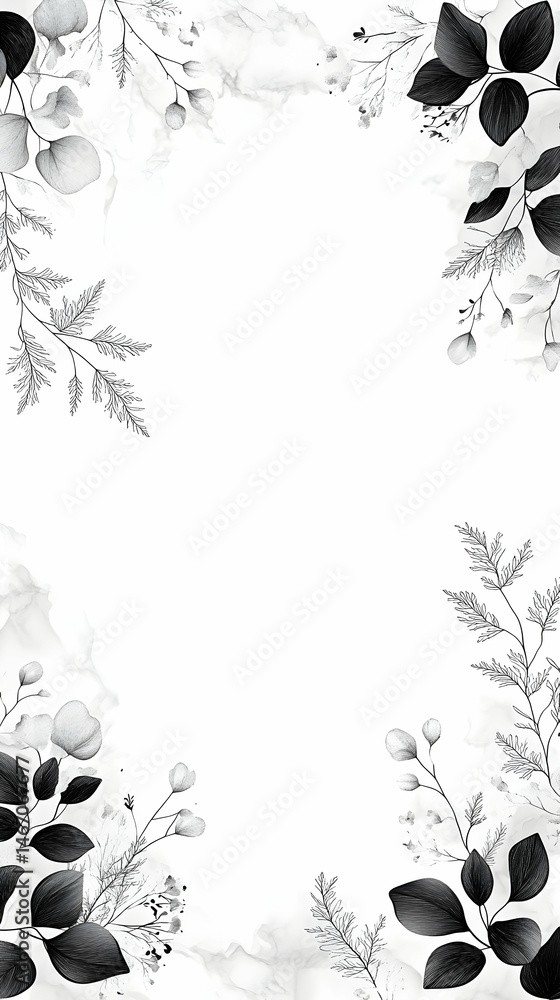 Monochrome floral frame with space for text Monochrome floral frame with space for text