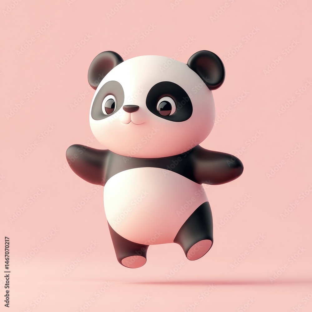 Naklejka premium A 3D cartoon illustration of a panda icon