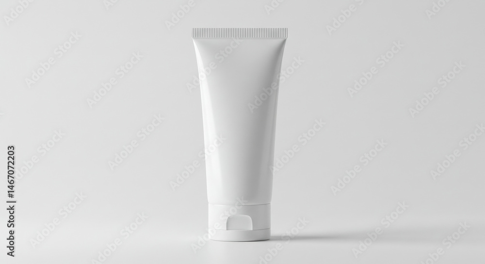 Empty white cosmetic tube on a plain white background. Product mockup for packaging design or advertising. Empty white cosmetic tube on a plain white background. Product mockup for packaging design or advertising.