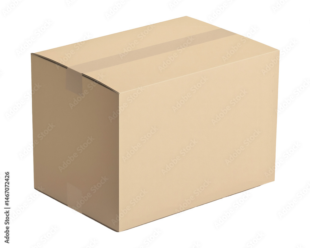 Plain sealed cardboard box mockup on transparent background Plain sealed cardboard box mockup on transparent background