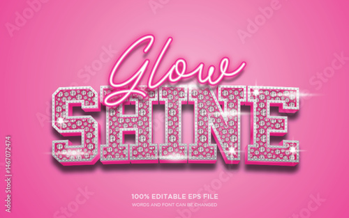 Glow and Shine diamond 3D editable text style effect	
