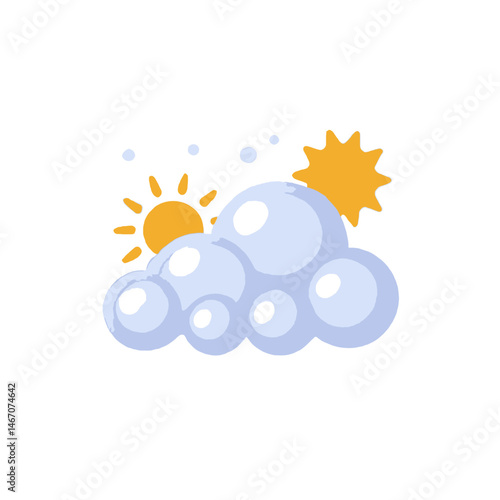 Cartoon Sun Behind Clouds For Kids Weather App Icon