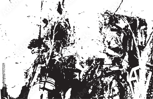 A group of figures stands within a dense textured forest.