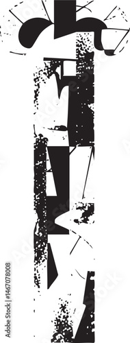 Abstract geometric shapes overlap and interact in a dynamic composition.