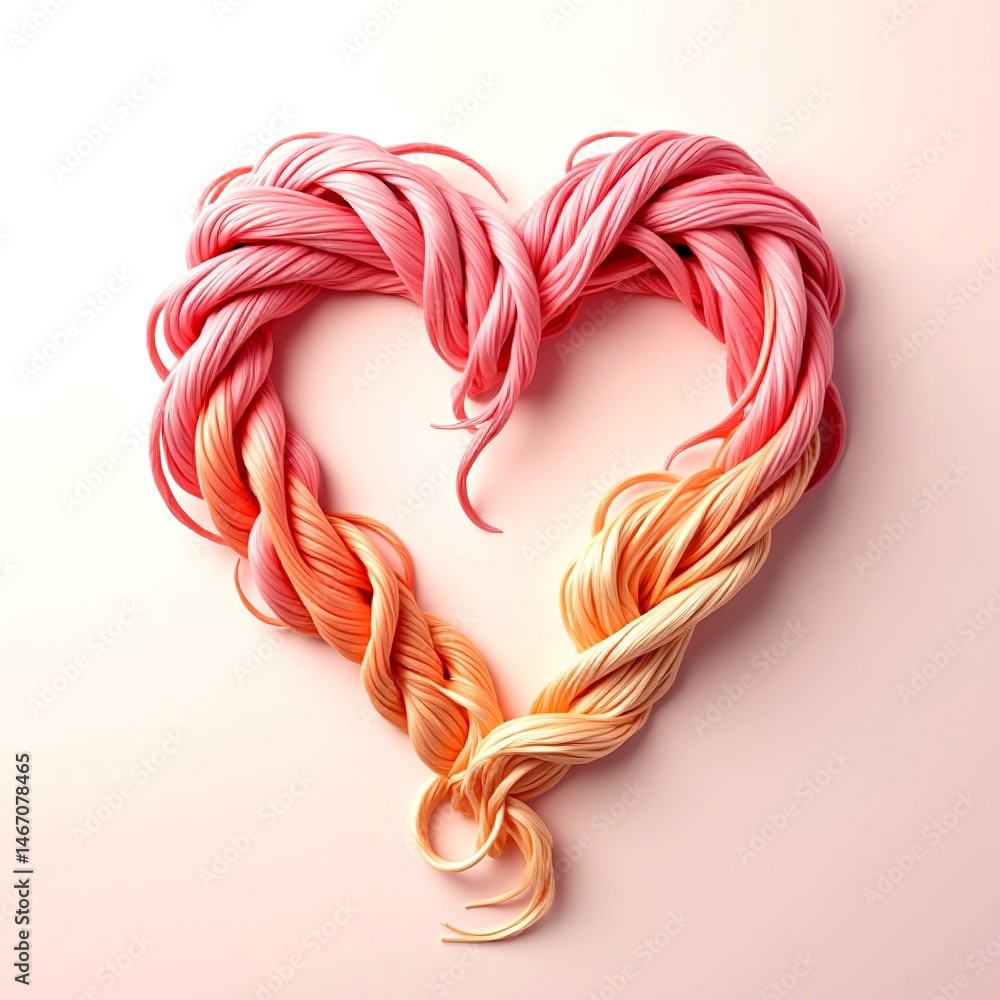 Fototapeta premium Colorful heart shape made from flowing lines. Vibrant Heart Shape Crafted from Flowing Lines, A Symphony of Color and Motion